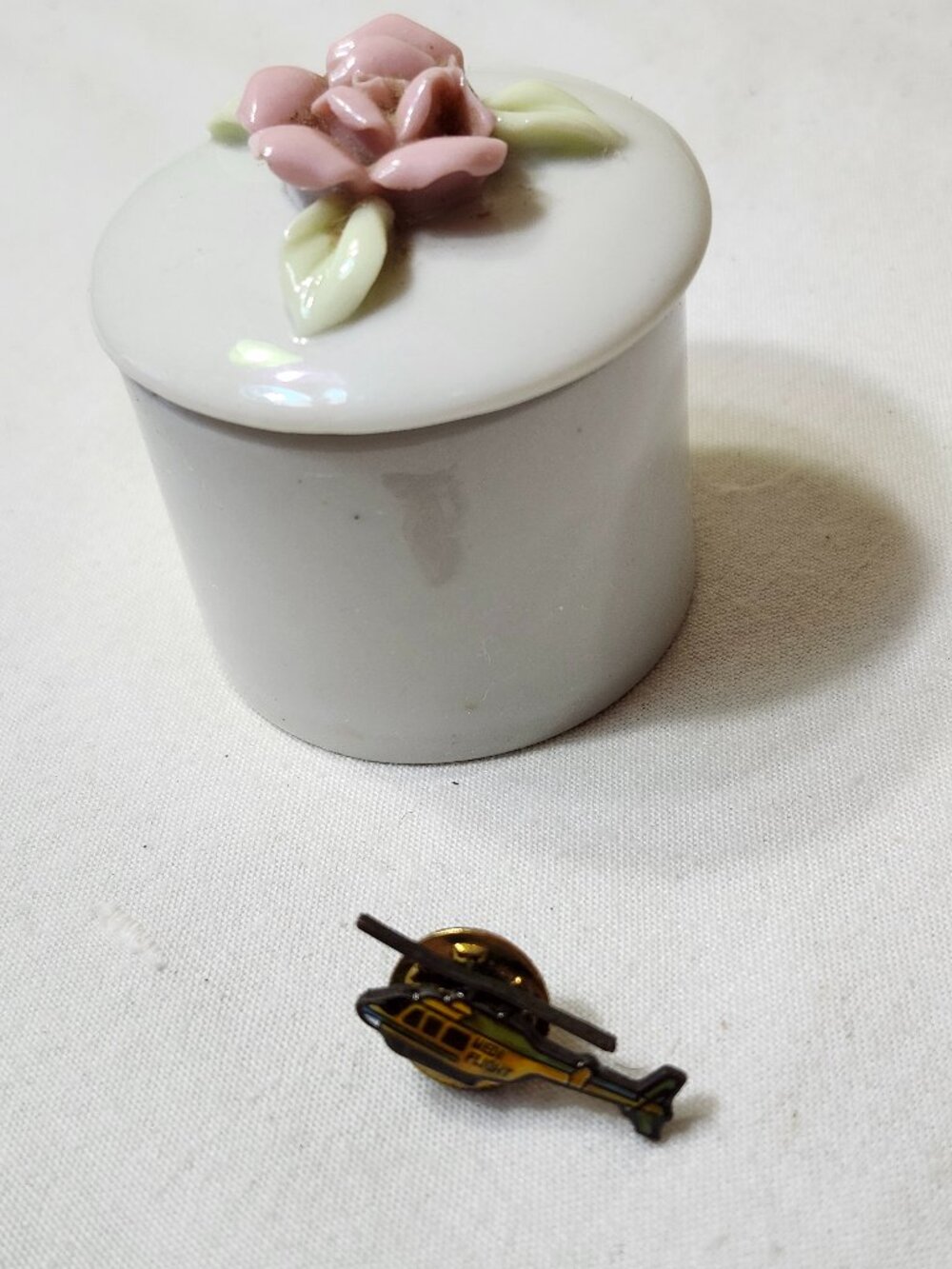 WPT Box Prcelain Trinket Box and Helocopter Pin